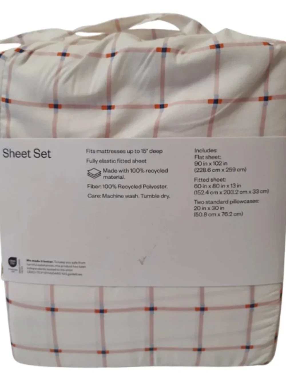 Room Essentials Queen Microfiber Sheet Set Pink Grid